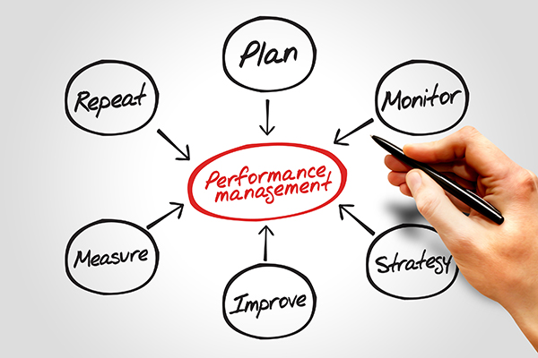 Performance management flow chart diagram, business concept